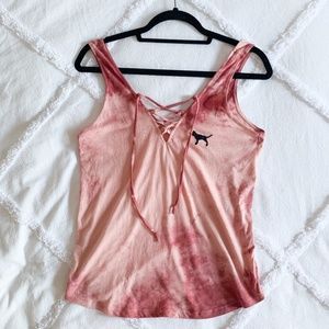 VS PINK Tie Dye Lace Up Tank Top